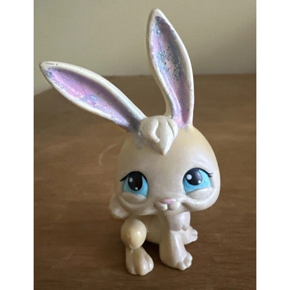Littlest Pet Shop Y2K Bobble #295 Tan Cream Bunny Rabbit With Blue Eyes LPS Tube